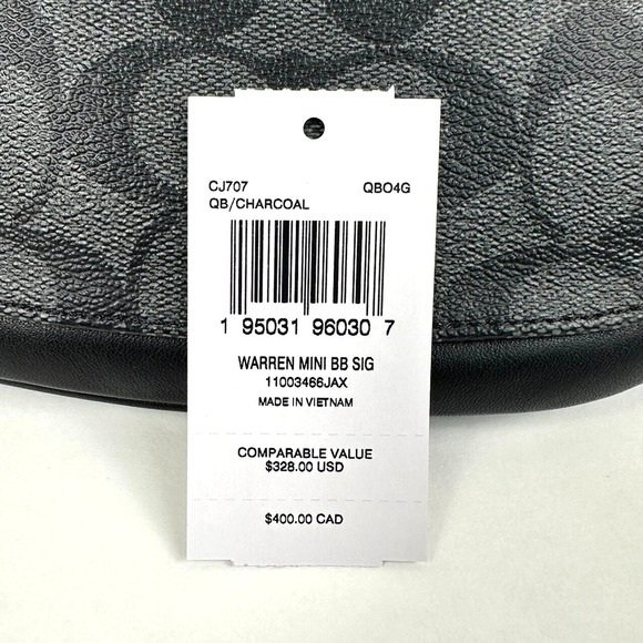 Coach CJ707 Warren Mini Belt Bag In Signature Canvas IN Charcoal - Picture 5 of 8